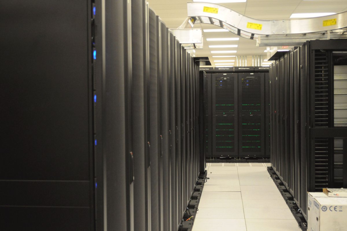 Real server racks at the National Energy Research Scientific Computing Center in the United States